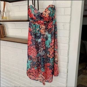 Shoshanna Floral Silk Sweetheart Strapless Dress